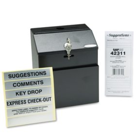 Safco Steel Suggestion/Key Drop Box with Locking Top, Black