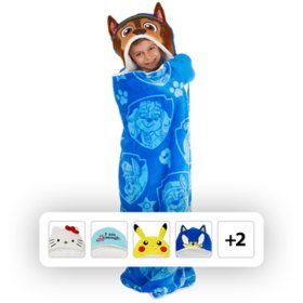 Kids 40" x 50" Hooded Throw, Plush with Sherpa Lining, Assorted Characters