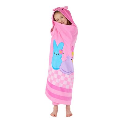 Kids Character 100% Cotton Hooded Towel With Hand Pockets- Peeps:- Peeps