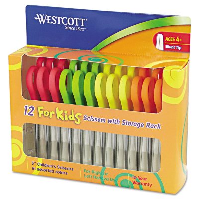 Westcott School Left and Right Handed Kids Scissors Assorted 5 Pack 5 Blunt Pack of 12 