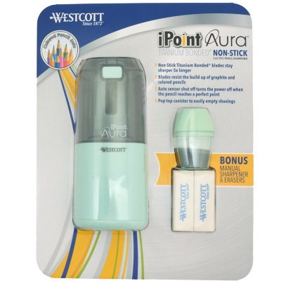 Westcott iPoint Aura Electric Mint Pencil Sharpener