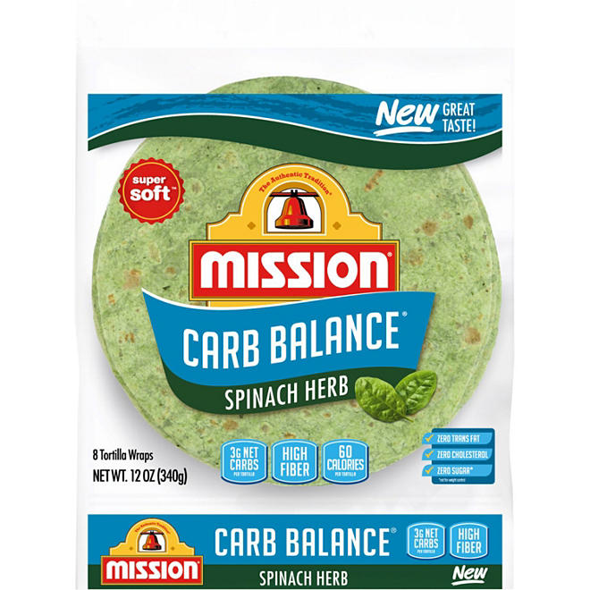 Mission Carb Balance Spinach Herb Tortilla Wraps 12 oz.