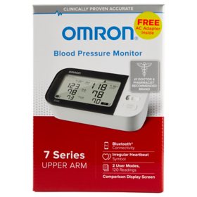 Omron 7 Series Upper Arm Bluetooth Blood Pressure Monitor with AC Adapter