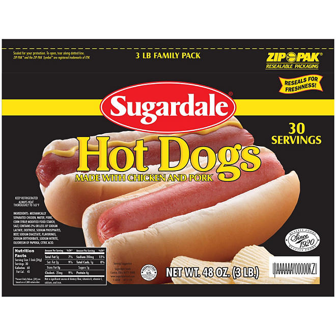Sugardale Hot Dogs Made with Chicken and Pork (30 ct.)