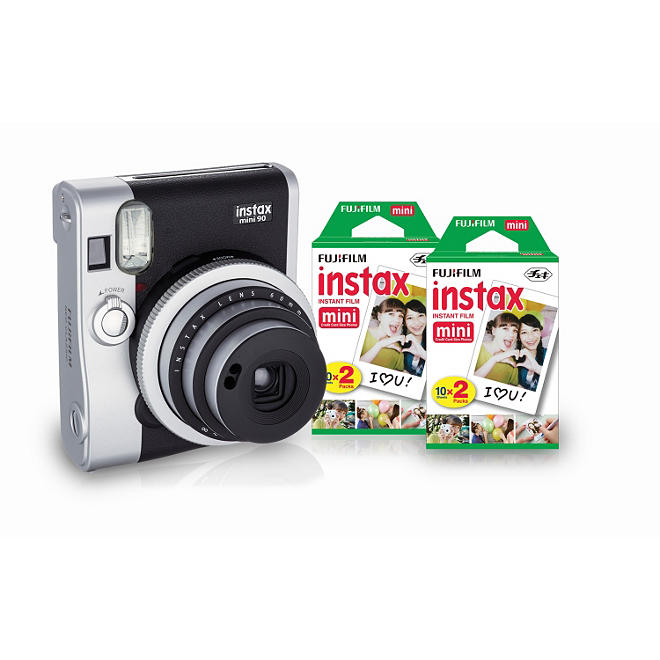 FUJIFILM Instax Mini 90 Instant Camera Bundle with 40 count Instant Film Pack - Neo Classic
