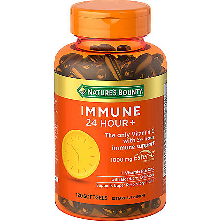 Nature’s Bounty Immune 24 Hour + Immune Support Softgels, 1000mg Vitamin C (120 ct.)