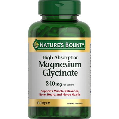 Nature's Bounty Magnesium Glycinate Capsules, 240 mg (180 ct.) - Sam's Club