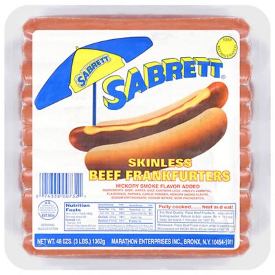 Sabrett Hot Dogs (5lb - 40 count) - Majestic Foods - Patchogue New