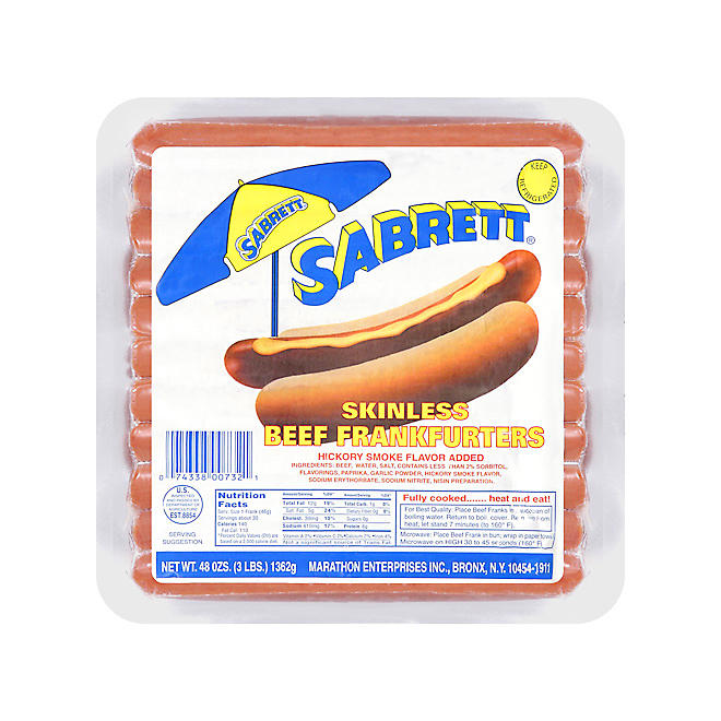Sabrett Natural Casing Beef Frankfurters (48 oz.)