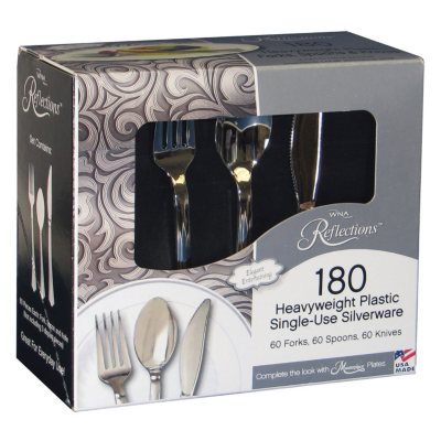 Cutlery Set Plastic Utensils Clear Forks Spoons Knives Disposable  Silverware Heavyweight 300 Combo Box