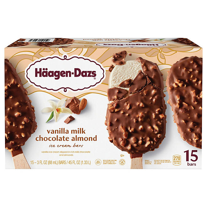 Haagen-Dazs Vanilla Milk Chocolate Almond Ice Cream Bars 15 ct.