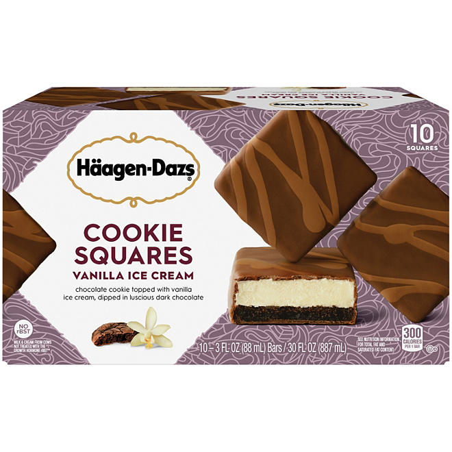 Haagen-Dazs Ice Cream Cookie Squares, Vanilla (10 ct.)