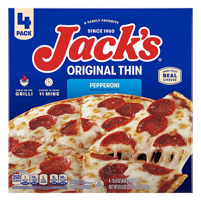 Jack's Original Thin Pepperoni Frozen Pizza 4 pk.
