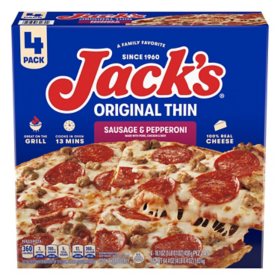 Jack's Original Thin Sausage Pepperoni Frozen Pizza 4 pk.