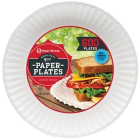 Simbago Disposable Paper Plates 100 Count 9 Dinner Size Soak Proof Heavy Duty Printed Plates for All Occasions 
