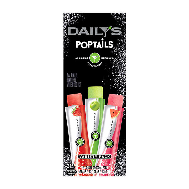 Daily's Poptails Alcohol Infused Pops Variety Pack 100 ml pop, 12 pk.
