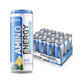 Optimum Nutrition Essential Amino Energy + Electrolytes Sparkling Hydration Drink, Blueberry Lemonade 12 ct.