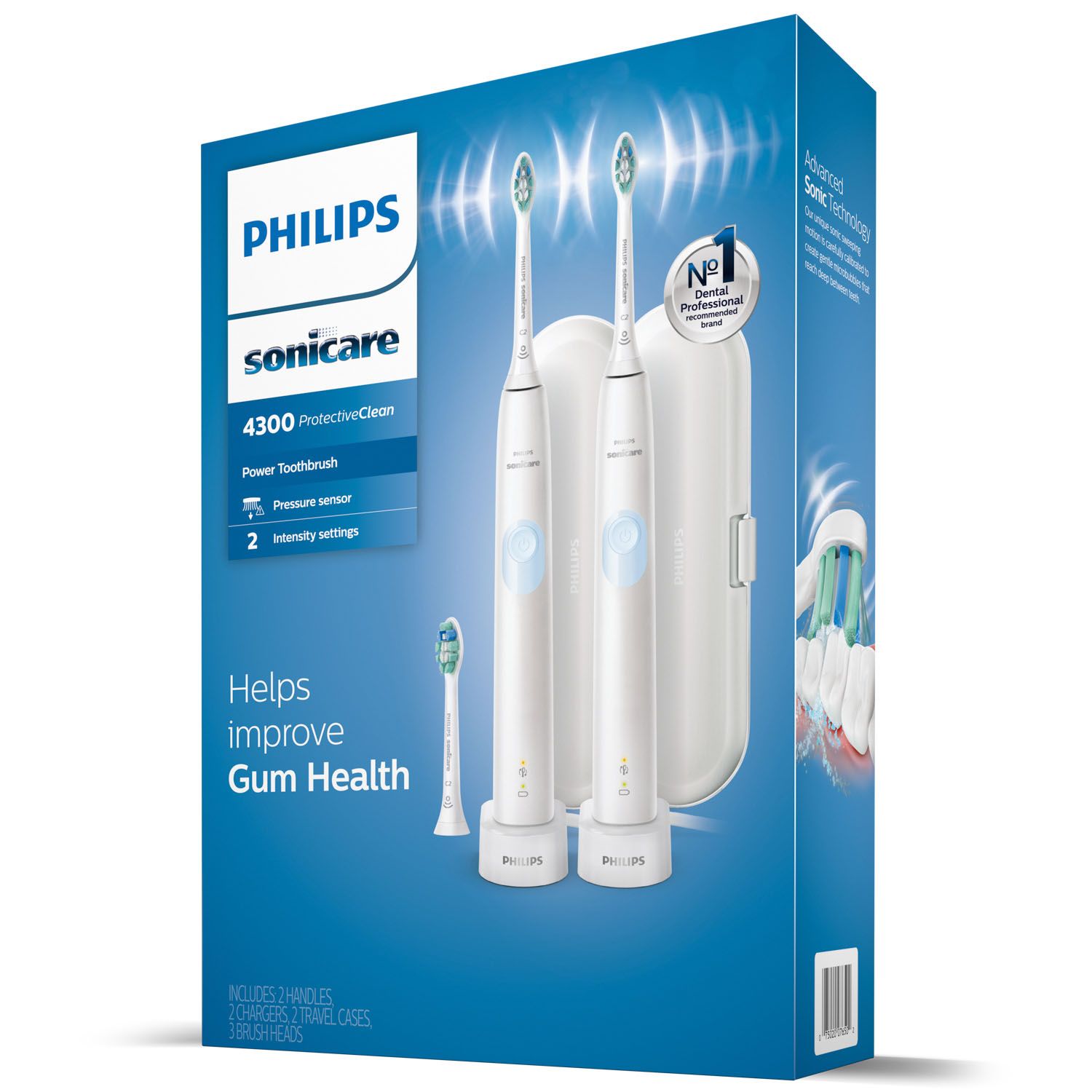 Philips Sonicare ProtectiveClean 4300 Rechargeable Toothbrush – 2 Pack