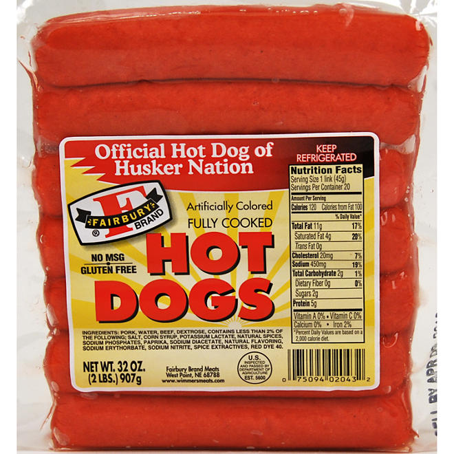 Fairbury Brand Fully Cooked Red Hot Dogs (3 lbs.)
