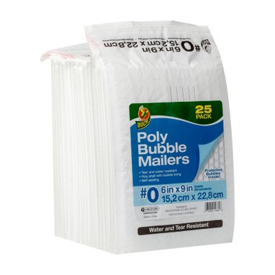 Duck Brand #0 Poly Bubble Mailer - White, 25 pk, 6 x 9 - Sam's Club