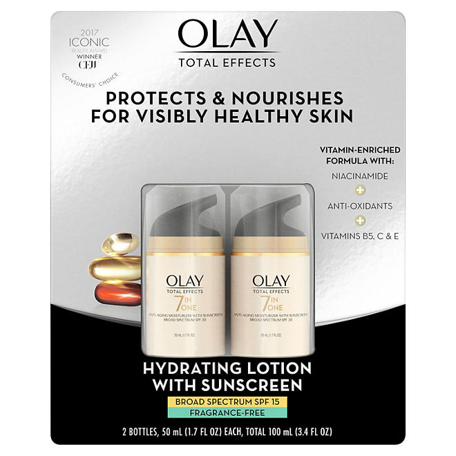 Olay Total Effects Anti-Aging Face Moisturizer with SPF 15, Fragrance-Free (1.7 fl. oz., 2pk.)