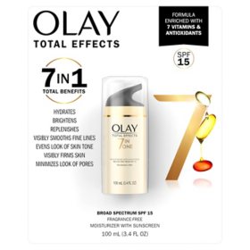 Olay Total Effects Face Moisturizer SPF 15, Fragrance-Free, 3.4 oz.