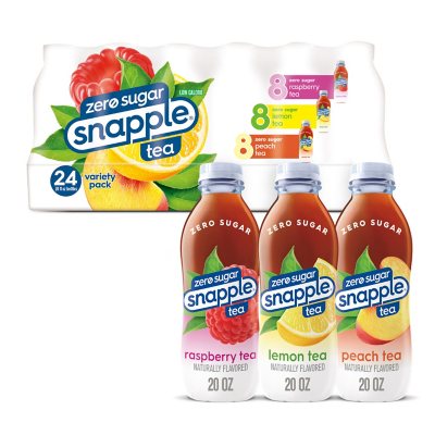 Diet Snapple Tea Three Flavor Variety Pack (20 fl. oz., 24 pk.) - Sam's Club