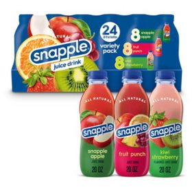 Snapple Juice Drink Variety Pack, 20 fl. oz. bottles, 24 pk.