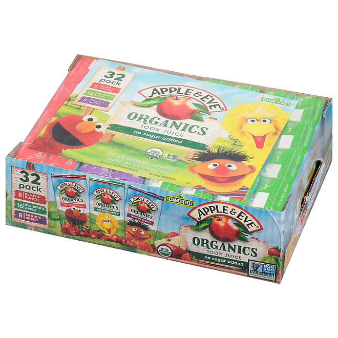 Apple & Eve Sesame Street Organic 100% Juice Variety Pack 125 ml., 32 pk.