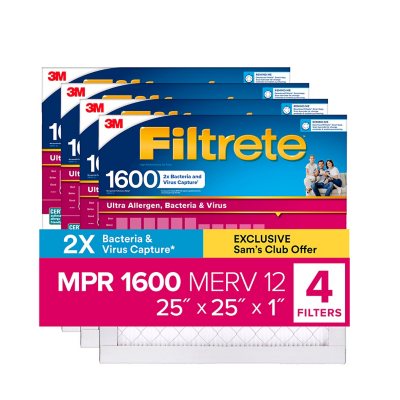 Filtrete Ultra Allergen 2X Bacteria and Virus Filter 25 IN X 25 IN FILTER:- 25 x 25 x 1