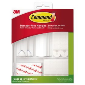 Command™ Picture Hanging Kit, White/Clear, Assorted Sizes, 38 Pieces/Pack