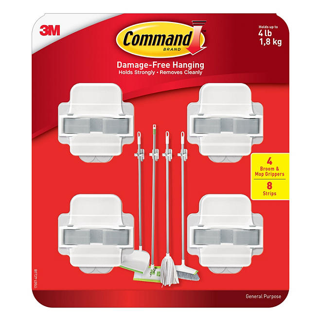 Command Broom Gripper (4 Grippers, 8 Strips)