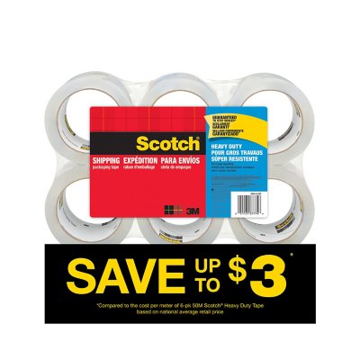Scotch Heavy Duty Shipping Packaging Tape, 1.88 x 60.15 yd, 6-Pack