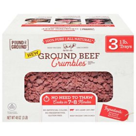 Pound of Ground, Ground Beef Crumbles, Frozen (3 pk.)