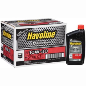 Chevron Havoline w/Deposit Shield 10w30 Motor Oil - 1 Quart Bottles - 12 pk.