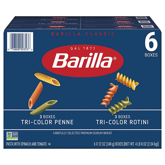 Barilla Tri-Color Pasta, Variety Pack 12 oz., 6 pk.