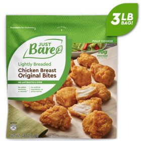 Just Bare NAE Lightly Breaded Chicken Breast Original Bites, Frozen, 3 lbs.