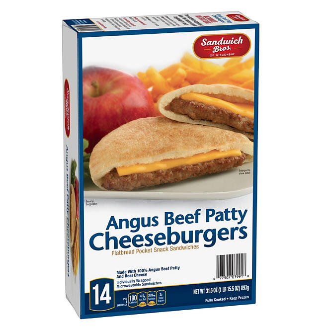 Sandwich Bros. Angus Cheese-Burgers Flatbread, Frozen (14 ct.)