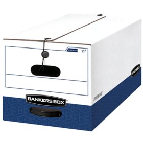 Bankers Box LIBERTY Heavy-Duty Strength Storage Box, White/Blue Letter, 12/Carton