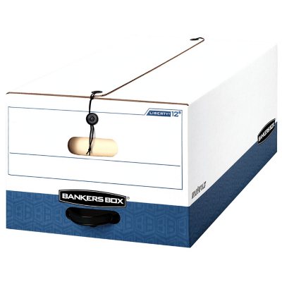 Bankers Box Liberty Heavy-Duty Strength Storage Boxes for Legal Files  White or Blue  12 per Pack