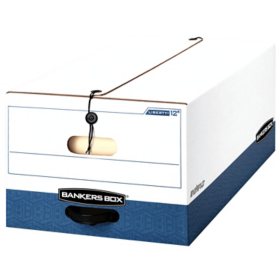 Bankers Box Liberty Heavy-Duty Strength Storage Box, White/Blue Legal, 12/Carton