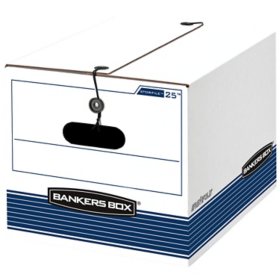 Bankers Box STOR/FILE Extra Strength Storage Box, White/Blue (Letter/Legal, 12/Carton)