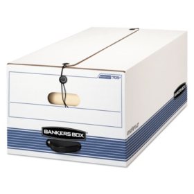 STOR/FILE Storage Box with Button Tie, White/Blue (Legal,12/Carton)