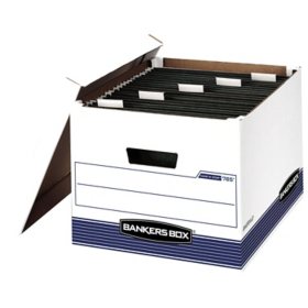 Bankers Box HANG'N'STOR Storage Box with Lift-off Lid, White/Blue (Legal/Letter, 4ct.)