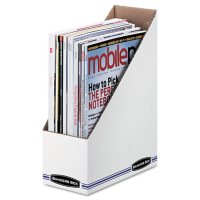 Bankers Box Corrugated Cardboard Magazine File,  White (4"W x 9 1/4"D x 11 3/4"H, 12/Carton)