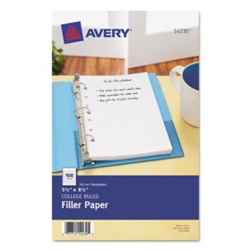 Avery Mini Size Binder Filler Paper, 7-Hole, 5.5 x 8.5, Narrow Rule, 100/Pack