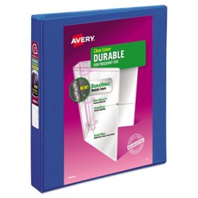 Avery Durable View Binder with DuraHinge and Slant Rings, 3 Rings, 1" Capacity, 11 x 8.5, Blue