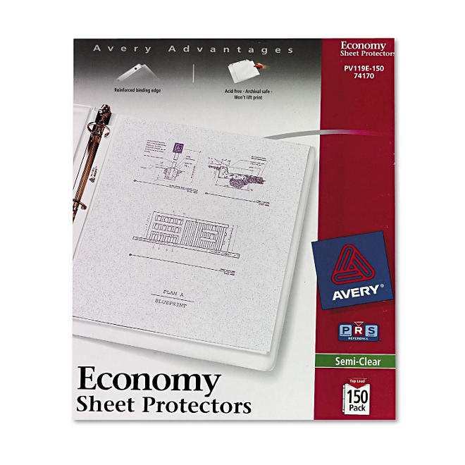 Avery - Top-Load Poly Sheet Protectors, Economy Gauge, Letter, Semi-Clear -  150/Box
