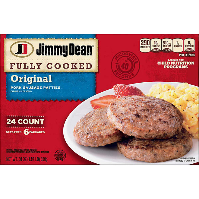 Jimmy Dean Fully Cooked Pork Sausage Patties, 24 ct.