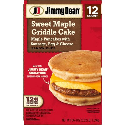 Jimmy Dean Sweet Maple Griddle Cake Breakfast Sandwich, Frozen, 12 ct ...